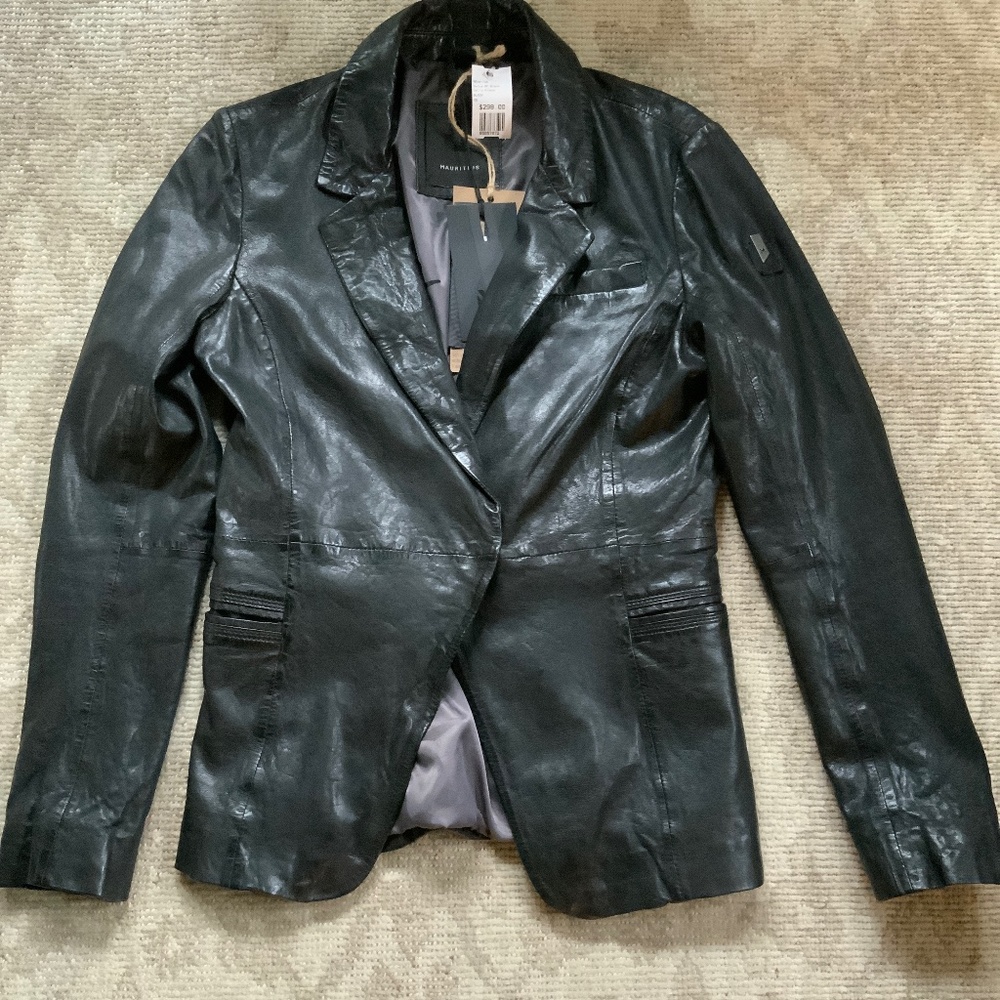 Mauritius Selva Black Leather Blazer